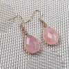 Dangle Earrings Trendy Natural Stone Stud Exquisite Jewelry Handmade Water Drop Shape Rose Quartzes Earring Fit Women