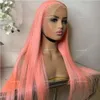 180%Density Soft Long Straight Brazilian Pink Color Wigs Glueless Synthetic Lace Front Wig For Black Women With Baby Hair Cosplay/Party