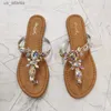 Tofflor 2024 nya sandaler kvinnor gladiator sommar diamant buckle mode kvinnlig sandal romerska strass platt kvinnan casual skor h240416 0cri