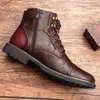 Boots Spring Vintage Shoes Mens Genuine Leather Men Hard-Wearing Motorcycle Man Zip Working