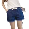 200 kg zomer vet mm plus size dames kleding elastische taille brede benen losse gat jeans shorts mode