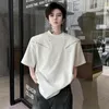 Men's T Shirts LUZHEN 2024 Rivet Metal Decorate Zipper Splicing Design Short Sleeved T-shirts Personality Trendy Street Korean Men Tops