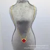 Designer van de van Clover 18k colar de titânio feminino aço Instagram da moda jóias clássicas de casca de dupla face de dupla face