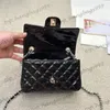 Womens Vintage Patent Leather Classic Mini Flap Square Quilted Bags Silver Matelasse Chain Crossbody Handbags Diamond Lattice Pink Black White Purse 18CM 20CM