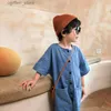 Rompers 2022 Summe Byboys Girls denim anoverals Kids Wathes幼児短袖パンツジャンプスーツRomper Children Jeans 1-6歳l410