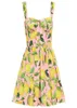 2022 European Luxury Dress Designer Design Green Foundation Makeup Lemon Cotton Suspender Dress3194954