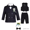 Suits Boys Double Breasted Wedding Suit Children Photography Dress Kids 1Year Birthday Performance Formal Suit Teen Ceremony Costume