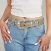 Taille -ketengordels Goth Rhinestone Belt Vrouwen Pu Leather Strap Rhinestone Belts Western Cowboy Y2K Girls Fashion Belt For Jeans Men Dropshipl240416