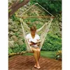 Camp Furniture Natural Cotton Single-Point Rope Hammock Chair Weather-Resistant Hardwood Spreader Bar Indoor/Outdoor Hanging 275 Lbs