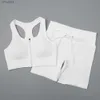 Les survêtements féminins yoga set les tenues d'entraînement côtelées pour femmes sport de soutien-gorge à taille haute le legga de yoga sets de gym de gymnase de gym