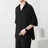 Casual shirts voor heren zomer Solid Short Shirt Shirt Men Koreaans Fashy Baggy Comfortabel Wit Male Trendy Jeugdknop Top 24416