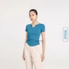 Designer Active Sets New Sexy V-neck Short Sleeved Slim Fit Sports Top Womens Fitness Suit Nude Yoga Suit T-shirt