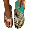 Mujeres Flip Flop Slippers Sluys Leopard Rhinestone Ladies Shops Summer Casual Beach Open Flat Bottom Femen Slides 240410