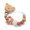 Baby Beech Wood Pacificier clip cartoon animal Crochet perles Silicone Nipple Chain pour les jouets infirmiers de Teether 240409