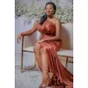 Nigeriaanse Afrikaanse sexy chic pure pure pree prom high side split applique ruched plus size jurken avondkleding feestjurken 330