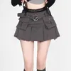 Gidyq High Waist Women Denim Skirts Summer Fashion Patchwork Casual Mini Cargo Skirt Female Streetwear Multi Pocket Jeans 240416