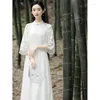 Abbigliamento etnico tradizionale Vietnam Chiffon Ao Dai Cinese Set Qipao per donne Fariry Cheongsam Abito in stile Aodai A91