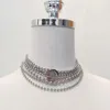 2022 Collar de colgante de encanto de alta calidad con seis capas Diseño de gargantillas en color platino platino plateado para mujeres Boda Joyería Gift269a