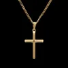 Mens Stainless Steel Cross Pendant Necklace Gold Sweater Chain Fashion Hip Hop Necklaces Jewelry JEPV