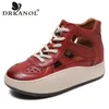 カジュアルシューズDrkanol College Style Women High Top Sneakers Summer Hollow Student Platform本物のレザークール