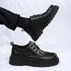 Vestido sapatos de salto alto couro de couro 2024 outono preto macacão sênios casuais casuais