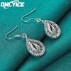 Charme des boucles d'oreilles en peluche 925 argent sterling pour femmes bijoux de mariage bijoux rétro sculpture des gouttelettes à eau gifle de Noël