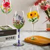 Bicchieri da vino in vetro colorato nordico fiori dipinti a mano dipinti per la casa