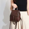 Okul çantaları kahverengi pu sırt çantası mini düz renkli retro el çantası Kore tarzı omuz çantası hediyesi