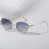 선글라스 불규칙한 프레임리스 컷 가장자리 야외 UV 보호 UV400 남성 금속 운전 안경