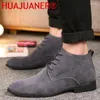 Boots Men Business Shoes Man Dress Fashion Pointed Toe Lace-Up Ankle Formal Wedding Footwear Male Suede Oxford