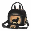 wolf and Mo Pattern Thermal Lunch Bag Reusable Insulated Cooler Bento Tote with Shoulder Strap for Work Picnic Beach Travel V4Yj#