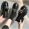 Casual Shoes Women Style Metal Chain Platform Leather Single Fashion Autumn 2024 Ladies Footwear Flat Slip On