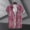 Casual shirts voor heren Hawaiiaanse 3D -geprinte shirt met korte mouwen strand blouse oranje retro tie patroon aloha zomer heren tops