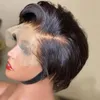 Pixie raide coupé Wig Transparent Lace Human Hair Wigs Bob Bob Wig t Part Lace Wig Prepruck Brazilia Human Hair for Women 240416