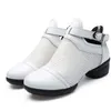 Dance Shoes Leather Women Sports Modern Ladies Soft Bottom Square Buckle Sailors Increased Sneakers