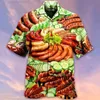 Men's Casual Shirts Hawaiian Guitar and Music Mens Shirt Summer Food Print Cuban Lapel Comfort Vacation Breathable Short Sleeve 240416