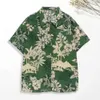 Chemises décontractées pour hommes Populaires boutons de séchage rapide CLOS DE RETOUR Collier d'été Feuilles florales imprimées Hawaiian chemise polyvalente 24416