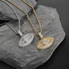 Ice Diamond Eye Pendant Necklace Men's and Women's Fashion Jewelry with Tennis Chain2695