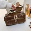 Women Simple Toiletry Purse Diamond Lattice Makeup Organizer Bag Large Capacity Opening Female Travel 240416