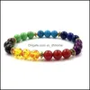 Perline 7 chakra guarigione del braccialetto color 8mm per donne uomini gioielli regalo drop drop braccialetti dhgarden dh8lh