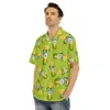 Chemises décontractées pour hommes New Hawaii Mens Shirt Funny Corn Cartoon Print Green Tops Summer Vacation Style Us Size Cuban Collar 24416
