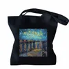 Van Gogh Starry Night Over the Rhe Axel Canvas Bag High Capacity Tygväska för flickor Återanvändbara butikshandväskor K4LZ#