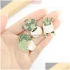 Bijoux Cartoon Européen Broches de plante en pot émail Émalie Cactus Aloe feuilles Pins pour enfants unisexe Vêtements Cowboy Badge Accessor DH2S5