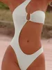 Women's Swimwear Women One Piece Swimsuit Shoulder Solid White Sexy Hollow Out Backless Push Up Bathing Suit Beachwear