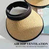 BERETS 2024 Summer Big Brim Anti UV Sun Hat Sunshade Sunscreen för kvinnor som täcker ansikte tomt toppgräs stickat halmlock