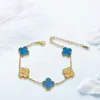Ювелирные украшения Женщина дизайнерские браслеты золото для женщин браслет Vanclef 18k Clover Четыре листа белый серебряный шарм
