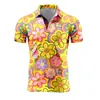 Chemises décontractées pour hommes pour hommes rétro à manches courtes Polo 3D Fleur imprimée complète T pour hommes TE-shirt surdimensionné d'été blusa masculina 240416