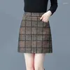 Skirts Tartan Skirt Short Autumn And Winter 2024 Large Woolen A Word Female Woman Mujer Faldas Saias Mulher