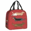 kawaii dackshund chiens isolé sac fourre-tout pour les femmes Wiener Sausage chien portable cool thermique bento box de travail