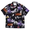 Chemises décontractées pour hommes 24SS Wacko Maria Planet Print Hawaii Short Shirt Summer High Quality Mens Womens Voyage